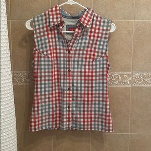 Miss Sixty Vintage Y2K Plaid Denim Snap Button Pin Up Girl Made In Italy Top